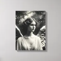 Angel Stars Black and White Canvas Print