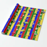 Cars and Trucks Blue, Green and Yellow Boy's Wrapping Paper