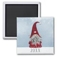 20xx Red & Black Buffalo Plaid Christmas Gnome Magnet