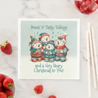 Cute Polar Bears Sing Have a Very Beary Christmas! Paper Dinner Napkins