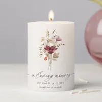 Wedding Memorial Boho Wildflower Elegant Fall Pillar Candle