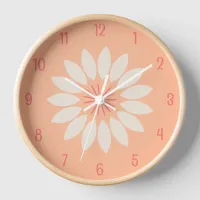 Big White Flower on Peach Clock