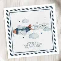 Vintage Airplane It's A Boy Baby Shower Napkins