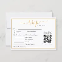 Modern Minimalist RSVP Gold Border and QR Code