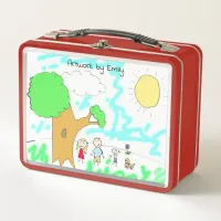 Add your Child's Artwork to this  Metal Lunch Box