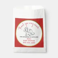 Cute Little Dragon Is On The Way Red Baby Shower Favor Bag