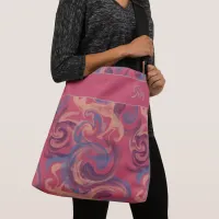 Magenta & Colorful Swirling Watercolor Crossbody B Crossbody Bag