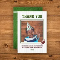 Football First Year Down Birthday Photo Thank You Card