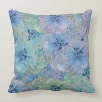 Blue carnations in vintage style throw pillow