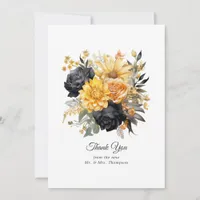 Black and Gold Floral Wedding Thank You Card