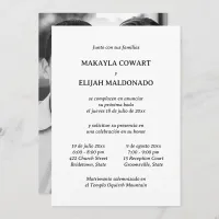 Spanish Minimalist Black & White Two Reception Invitation