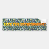 Contemporary Green Pattern - Save the Environment Bumper Sticker