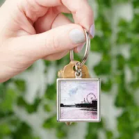 Santa Monica Pier Pink Grunge Keychain