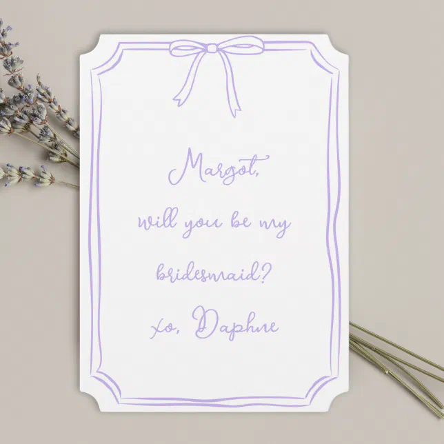 Be my bridesmaid? Lavender Coquette Bow Proposal Invitation