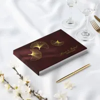 Moonlight Romance Wedding Burgundy Gold ID881 Guest Book
