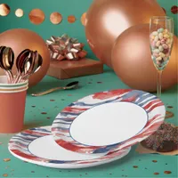 White Center with Abstract Watercolor Flag Pattern Paper Plates