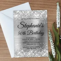 Silver Glitter and Foil Fancy Monogram Invitation