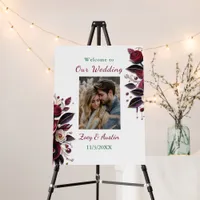 Burgundy Flowers, Foliage and Pearls Personalized  Foam Board