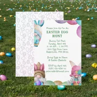 Colorful Bunny Gnomes Easter Egg Hunt Invitation