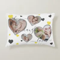 Live Laugh Love Family Photos Hearts Accent Pillow