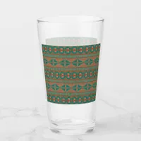 Southwestern Teal Copper Colors Geometric Pattern Glass