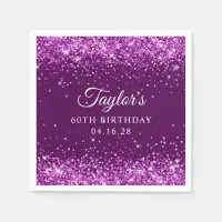 Glittery Purple 60th Birthday Napkins