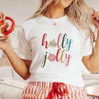 Holly Jolly Christmas Holiday Fun Whimsical Cute Tri-Blend Shirt