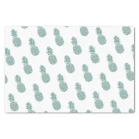 Girly Teal Glitter Pineapple Pattern Tissue Paper