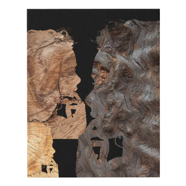 Perplexed woman profile - Wood Faux Canvas Print