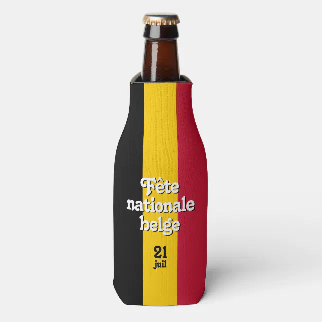 French Fête nationale belge Belgian Flag Bottle Cooler