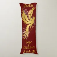 Glam Gold Phoenix Silver Glitter Monogram Maroon | Body Pillow