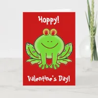 Valentine's Day Frog with Pink Hearts ard Holiday Card