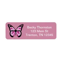 Pink glittery Butterfly Return Address Label