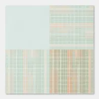 Modern Pale Blue Peach Plaid Geometric Patterned Wallpaper