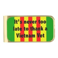 Thank a Vietnam Vet, Viet Nam Flag Gold Finish Money Clip