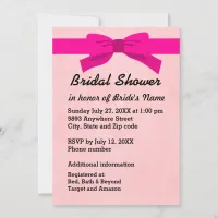 Light Pink with Heart & Pink Bow Bridal Shower Invitation