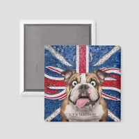 British Bulldog with Union Flag as Background Magnet