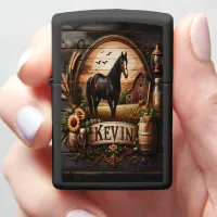 Black Horse With The Name Kevin Zippo Lighter