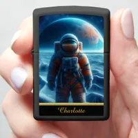 Astronaut in a space suit earth behind him zippo lighter