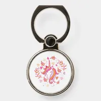 Pink and Orange Cute Unicorn Phone Ring Stand