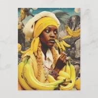 Woman With Banana Fruit Collage Postcard