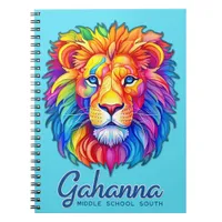 Gahanna Rainbow Lion Head Faux Glitter Spiral Notebook