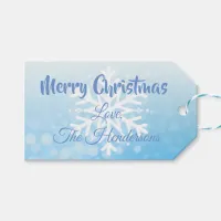 Pretty Blue Snowflake Holiday Christmas Gift Tags