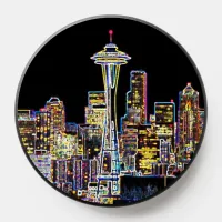 Dark be the Night - Luminous Seattle Skyline PopSocket