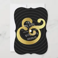 Gold Ampersand Retro Vinyl Record Photo Wedding Save The Date