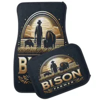 Farming Bison in the Golden Sunset Pasture Car Floor Mat