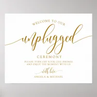 Unplugged Wedding Ceremony -Typography- Dusty Blue Poster