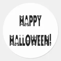 Skeleton Halloween Text Classic Round Sticker