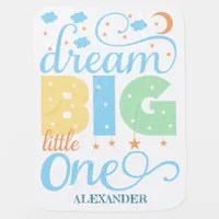 Dream Big Little One Blue Baby Boy 1st Birthday Baby Blanket