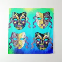 Italian Venetian Carnival Mask Pattern Tapestry